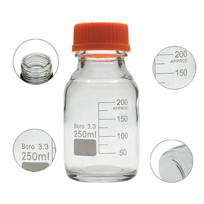 quality  Customizable Laboratory 250ml Round Bottom Yellow Screw Glass Media Storage Reagent Bottle factory