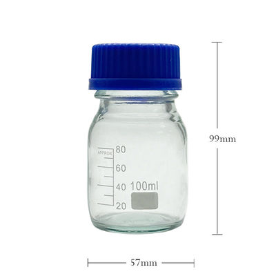 OEM ODM 100ml Reagent Media Glass Laboratory Bottles With Blue Screw Cap