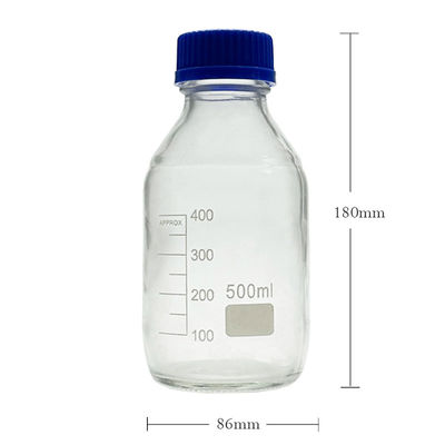 OEM ODM 500ml Reagent Media Glass Laboratory Bottles With Blue Screw Cap