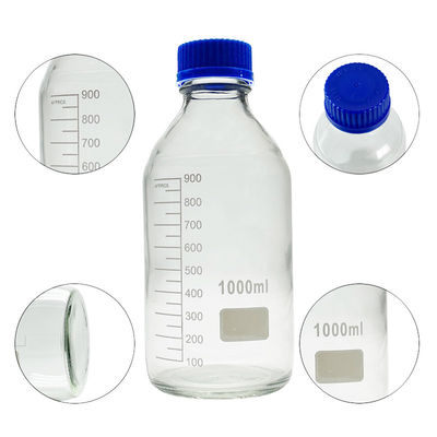 OEM ODM 1000ml Reagent Media Glass Laboratory Bottles With Blue Screw Cap
