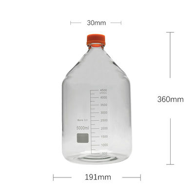 Customizable Laboratory 5000ml Round Bottom Yellow Screw Glass Media Storage Reagent Bottle