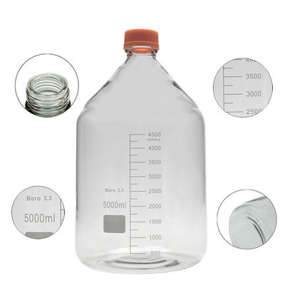 Customizable Laboratory 5000ml Round Bottom Yellow Screw Glass Media Storage Reagent Bottle