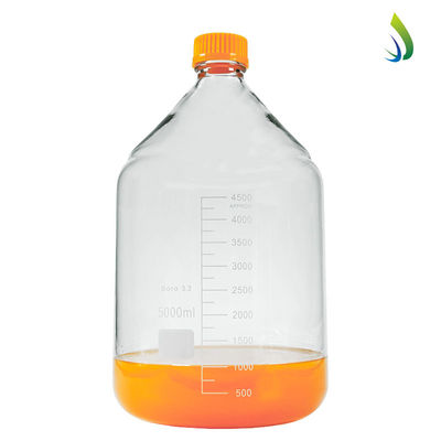 Customizable Laboratory 5000ml Round Bottom Yellow Screw Glass Media Storage Reagent Bottle